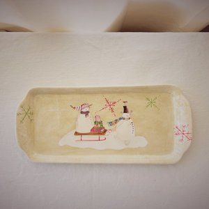 Snowman ceramic decorative tray
